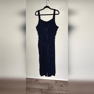 GAP Plus Size Navy Blue Velvet Zipper Jumpsuit Size 20